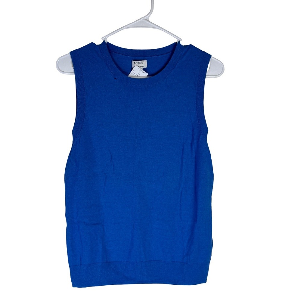 J.Crew Classic Shell Tank Top Womens Small Blue Cotton Knit Sleeveless B0325 NWT